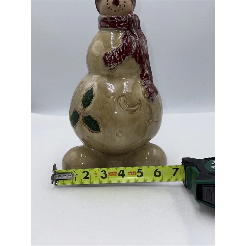 Ceramic‎ Pottery Snowman beige & Red  Glazed 12